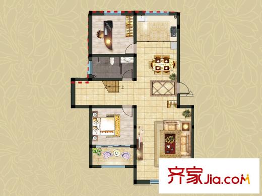 瀚香苑B别墅三层户型图 5室3厅3卫1厨