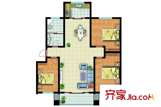 青云紫府多层户型(4) 3室2厅1卫1厨