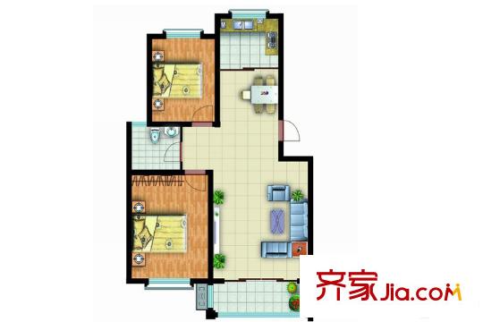 青云紫府多层户型(5) 2室2厅1卫1厨