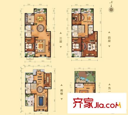 恒信伯爵庄园12、13#楼西山原香雅苑户型 5室5厅5卫1厨