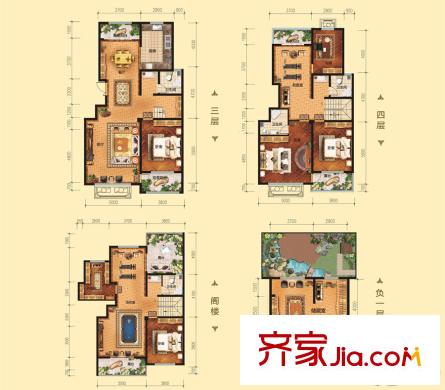 恒信伯爵庄园8、10#楼中间阁楼芙蓉锦绣户型 6室5厅4卫1厨