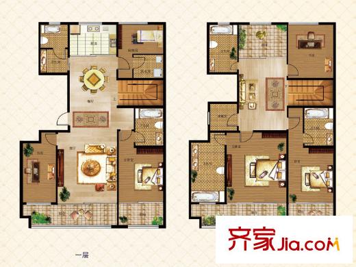 富氏壹号公馆空中别墅E户型 6室3厅5卫1厨