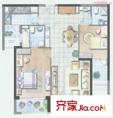 沪士小区 户型图 2室2厅2卫