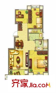 沪士小区 户型图 3室2厅1卫