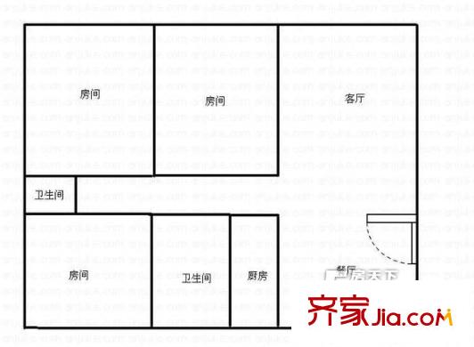 沪士小区 户型图 3室2厅1卫