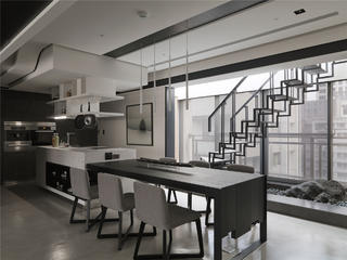 黑白灰现代简约空间装修餐厅设计图