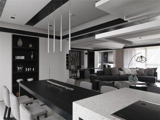 黑白灰现代简约空间装修吊灯设计