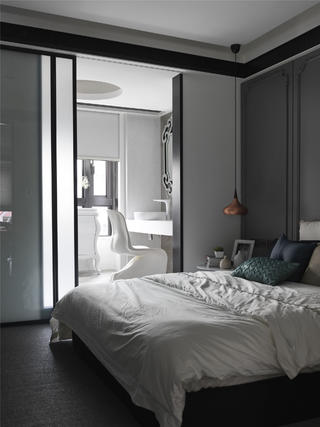黑白灰现代简约空间装修卧室效果图