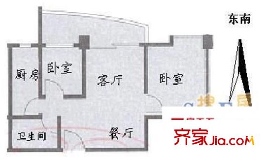 加州花园(万江)户型图加州花园(万江) 3室 户型图 3室2厅1卫1厨