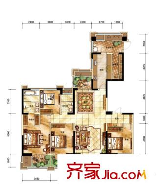 中海城南华府一期3栋标准层D户型(售罄) 4室2厅2卫4厨