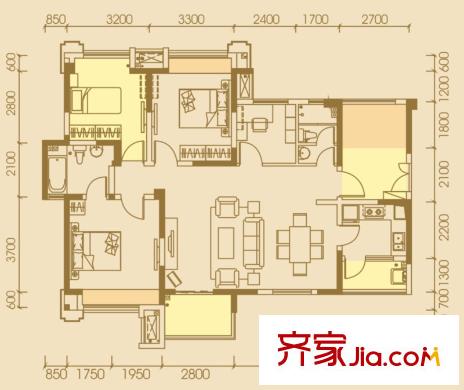 领馆国际城一期一批次5号楼标准层B-2户型(售罄) 2室2厅2卫