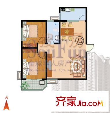 华冠名都户型图户型图 2室2厅1卫