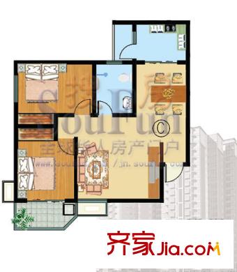 华冠名都户型图户型图 2室2厅1卫