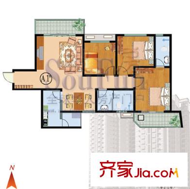 华冠名都户型图户型图 3室2厅2卫