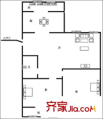 金阁花园 2室 户型图