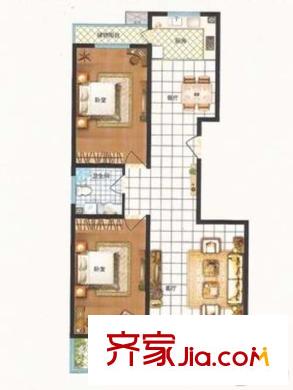 阳光盛景A户型 2室2厅1卫1厨