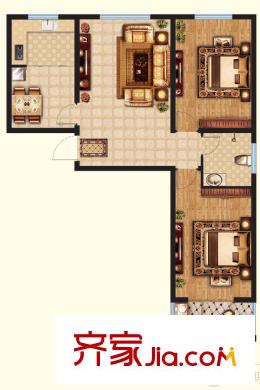 阳光盛景A5户型 2室2厅1卫1厨