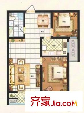阳光盛景G户型 2室2厅1卫1厨