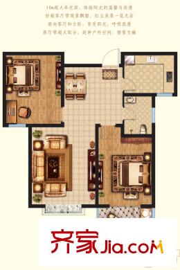 阳光盛景A2户型 2室2厅1卫1厨