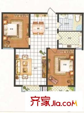 阳光盛景C2户型 2室2厅1卫1厨