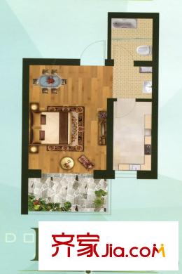 祝泽园B43.03平户型 1室1厅1卫1厨