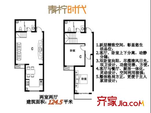 青柠时代户型图两室两厅 2室2厅