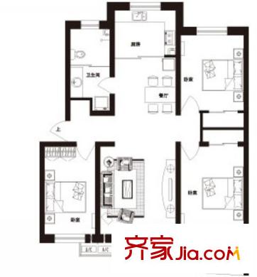 阳光逸景户型图多层户型 3室2厅1卫1厨