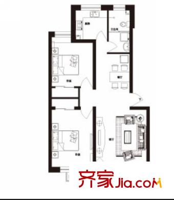 阳光逸景户型图多层户型 2室2厅1卫1厨