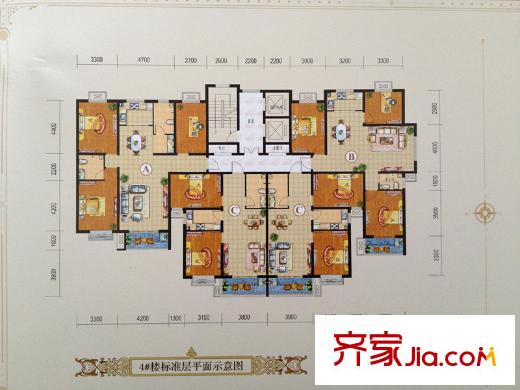 东城国际户型图4#-ABC户型 3室2厅2卫1厨