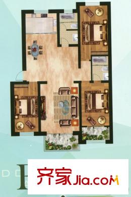 祝泽园F户型 3室2厅2卫1厨