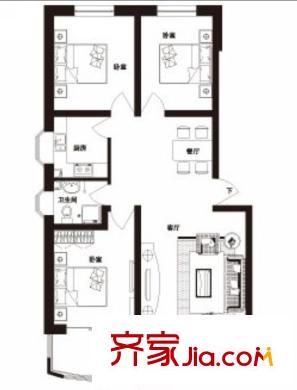 阳光逸景户型图多层户型 3室2厅1卫1厨