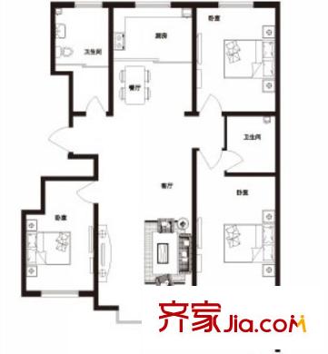 阳光逸景户型图多层户型 3室2厅1卫1厨