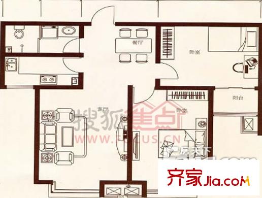 亢龙盛景户型图一室一厅 1室1厅1卫1厨