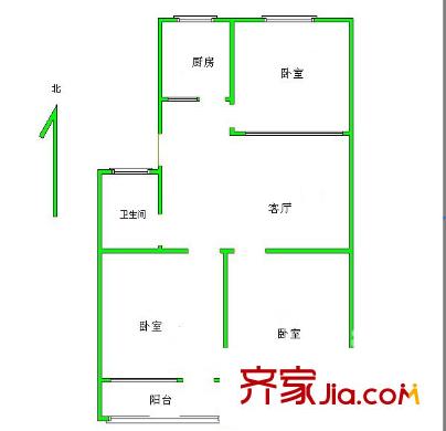 金昌东区户型图三室一厅 3室1厅1卫1厨