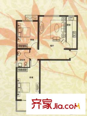 枫林花溪1#楼D-1户型 2室1厅1卫1厨