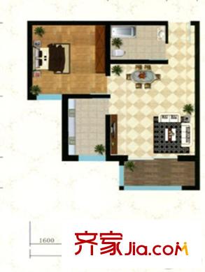 Park湾售完C户型 1室2厅1卫1厨