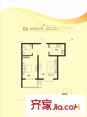 枫林花溪8#楼E2户型 1室1厅1卫1厨
