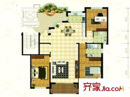 Park湾YA户型 2室2厅2卫1厨