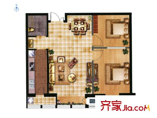 鑫丰国际售完1-2-03户型 2室2厅1卫1厨