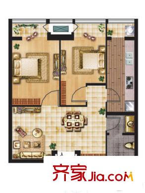 鑫丰国际售完1-2-01户型 2室2厅1卫1厨