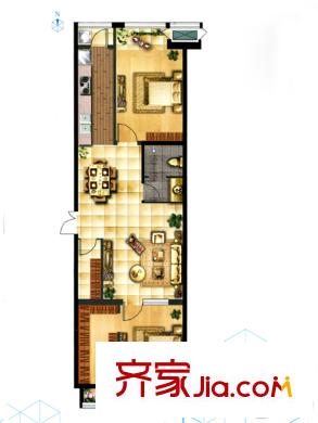 鑫丰国际1-2-02户型 2室2厅1卫1厨