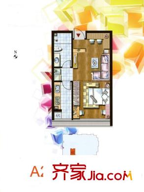 炫彩SOHO户型图A2户型 1室2厅1卫1厨