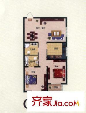 尚书苑 G户型 二室二厅二卫 100.04