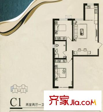 鑫和星都户型图C1户型 2室2厅1卫1厨