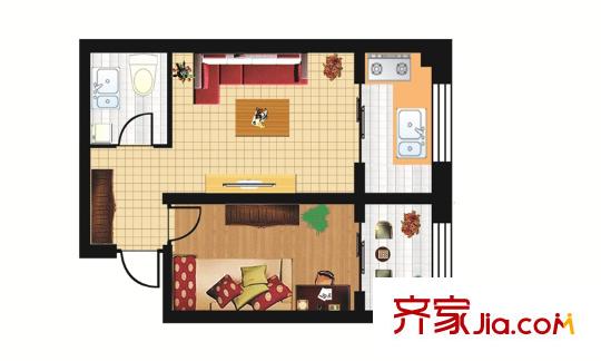 豪景南苑户型图户型4 1室1厅1卫1厨