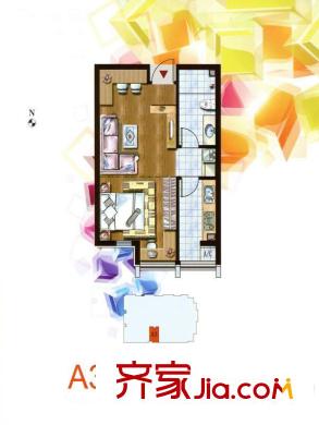 炫彩SOHO户型图A3户型 1室1厅1卫1厨