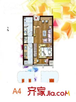 炫彩SOHO户型图A4A5B2B5户型 1室1厅1卫1厨