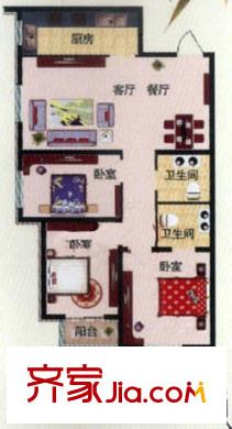 尚书苑 H户型三室二厅二卫 118.59