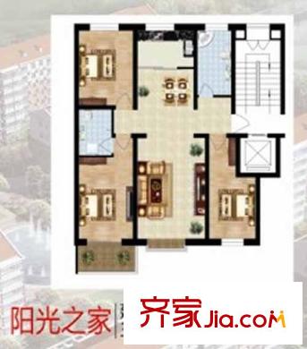 橄榄城户型图阳光之家户型 3室2厅2卫1厨