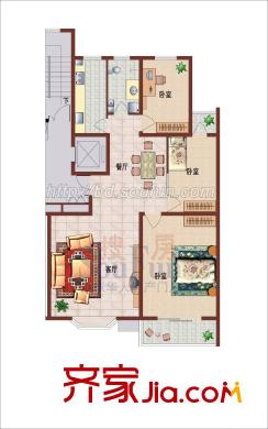 润生园户型图三室两厅 3室2厅1卫1厨